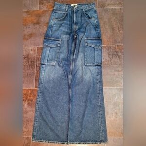Agolde Blue Denim Cargo Jeans